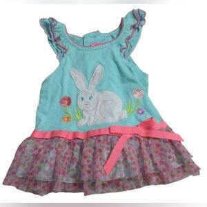Good Lad Adorable Blue Dress With Bunny Design Size 9 Months.
